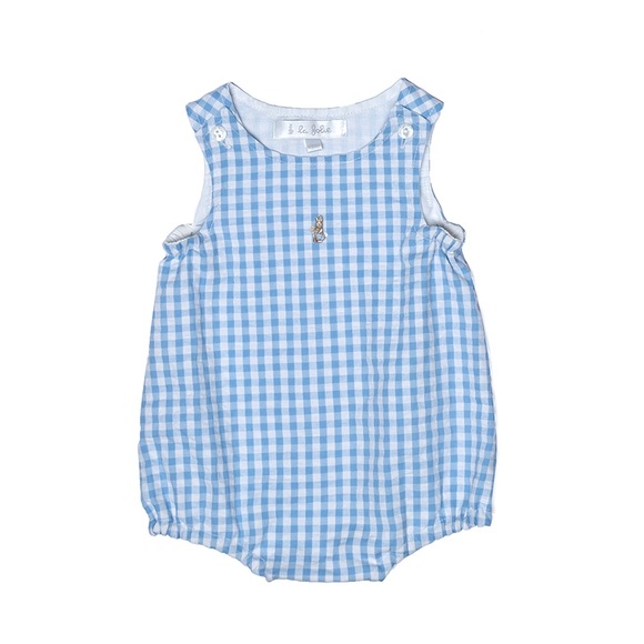 Blue Checkered Onesie Sizes: 3, 6, 9 M - Picture 1 of 1